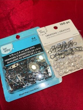 Bead Landing Silver Bar Pins and Jump Rings Set - Silver